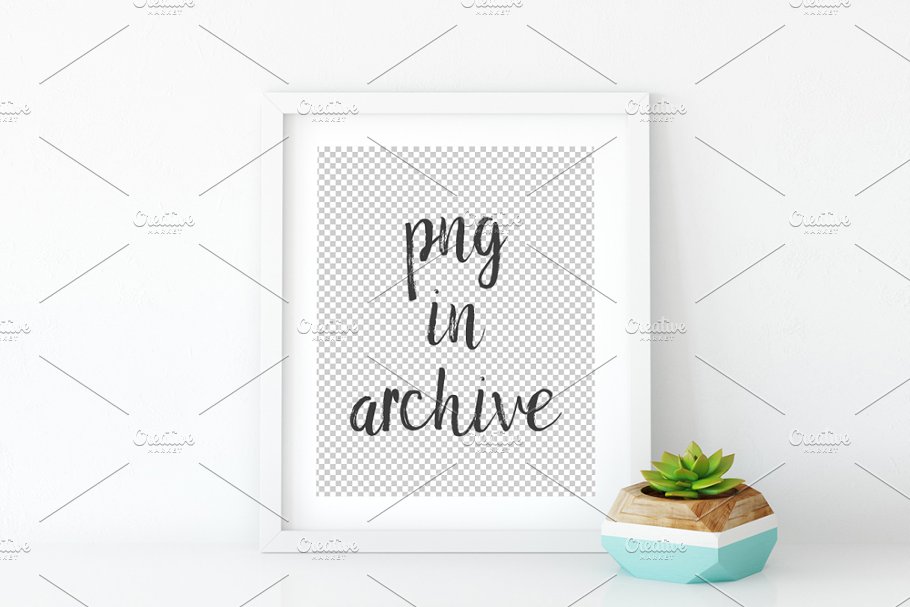 白色木制画框相框样机 White Frame Mockup – 2 (8×10)插图(2)