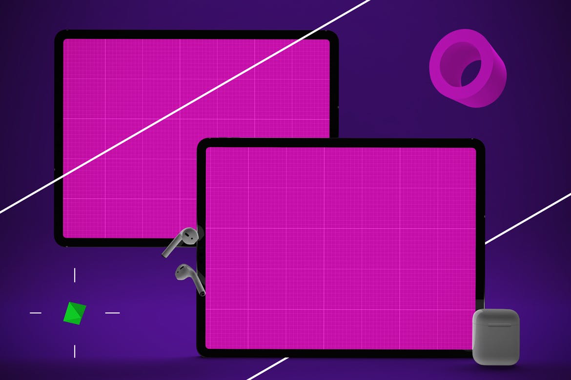 抽象设计风格iPad Pro平板电脑APP设计屏幕预览样机 Abstract iPad Pro Music App插图(11)