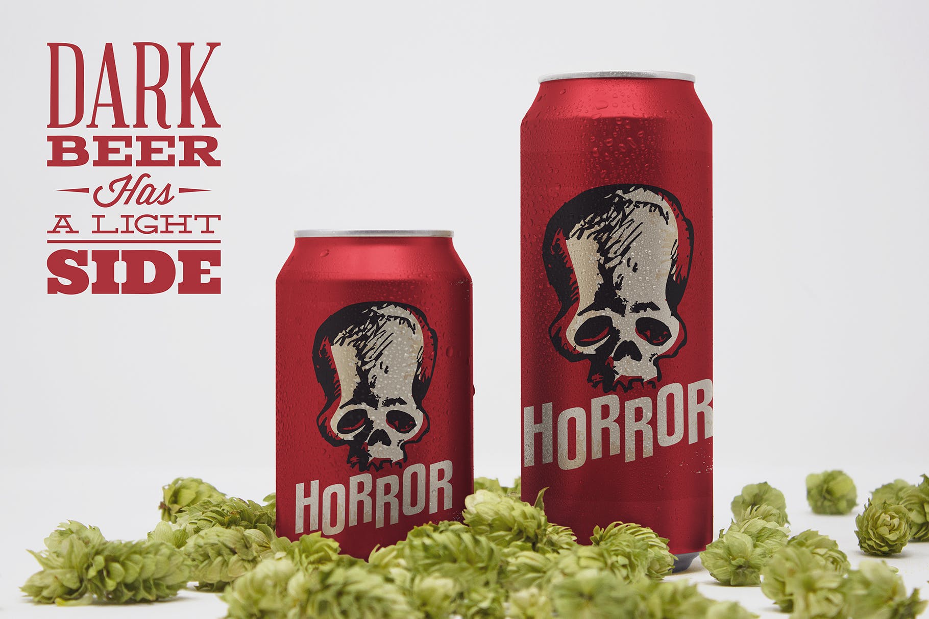 大小Size啤酒易拉罐外观设计图素材库精选模板 Front Beer Can Duo Mockup插图(1)