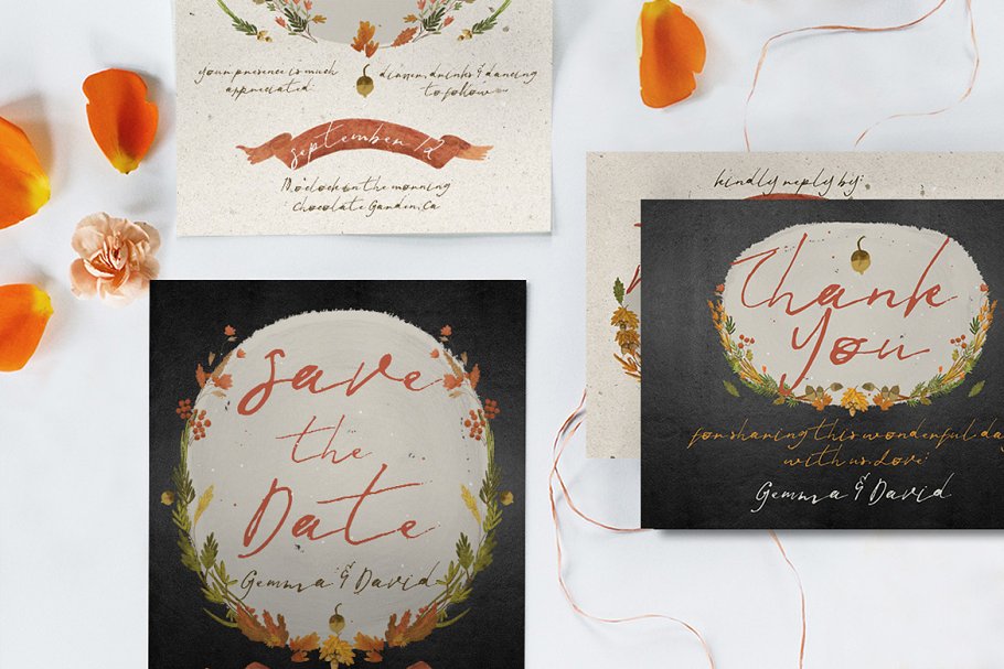 秋季花卉婚礼设计素材套装 Autumn Floral Wedding Suite插图(7)