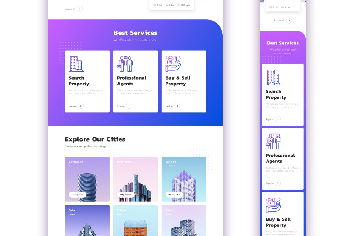 房地产销售中介网站响应式设计模板[SKETCH, XD] Real Estate Responsive Landing Page插图(2)