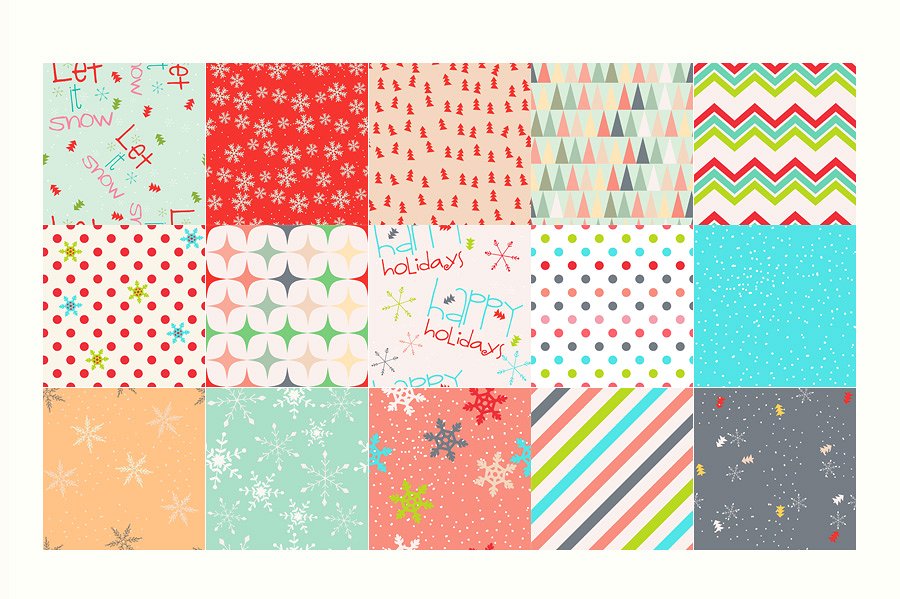 假日节日喜庆风无缝图案纹理 Holidays Seamless Patterns插图(2)