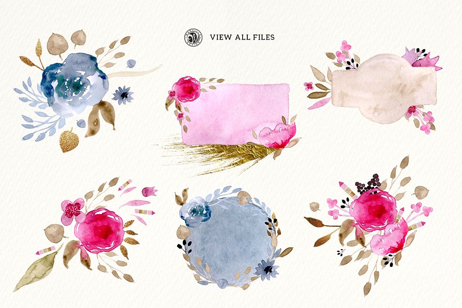 水彩手绘浅色系花卉剪贴画 Bagatelle Flowers插图(1)