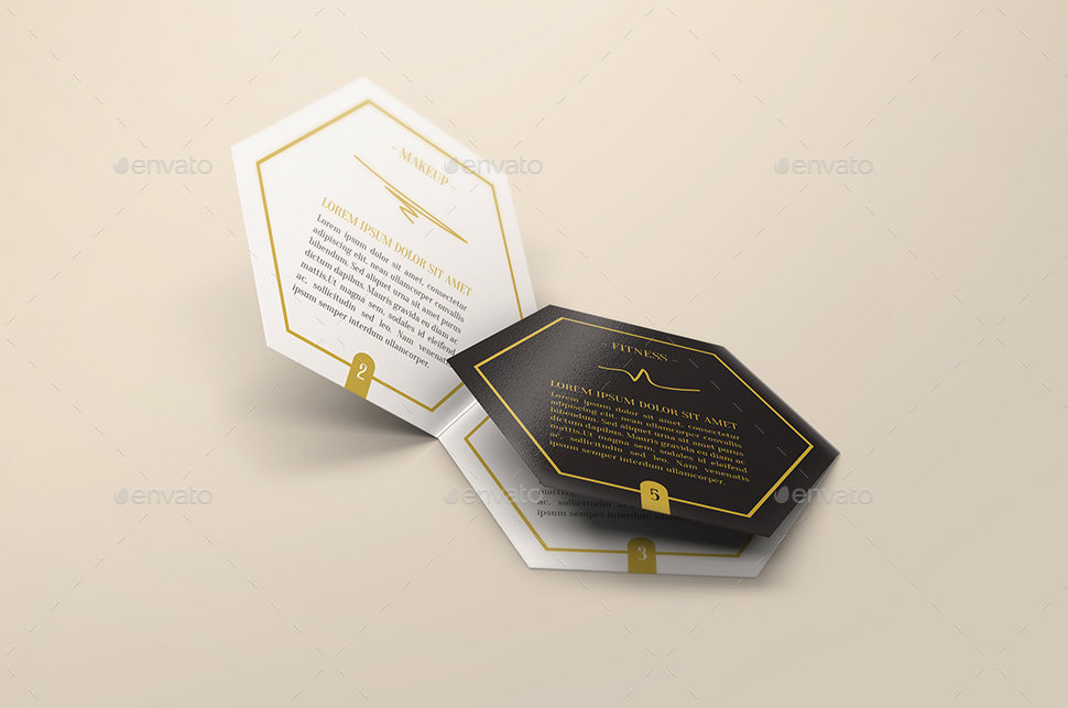 六边形折页宣传小册样机 Hexahedron Trifold Brochure Mock-Up插图(4)