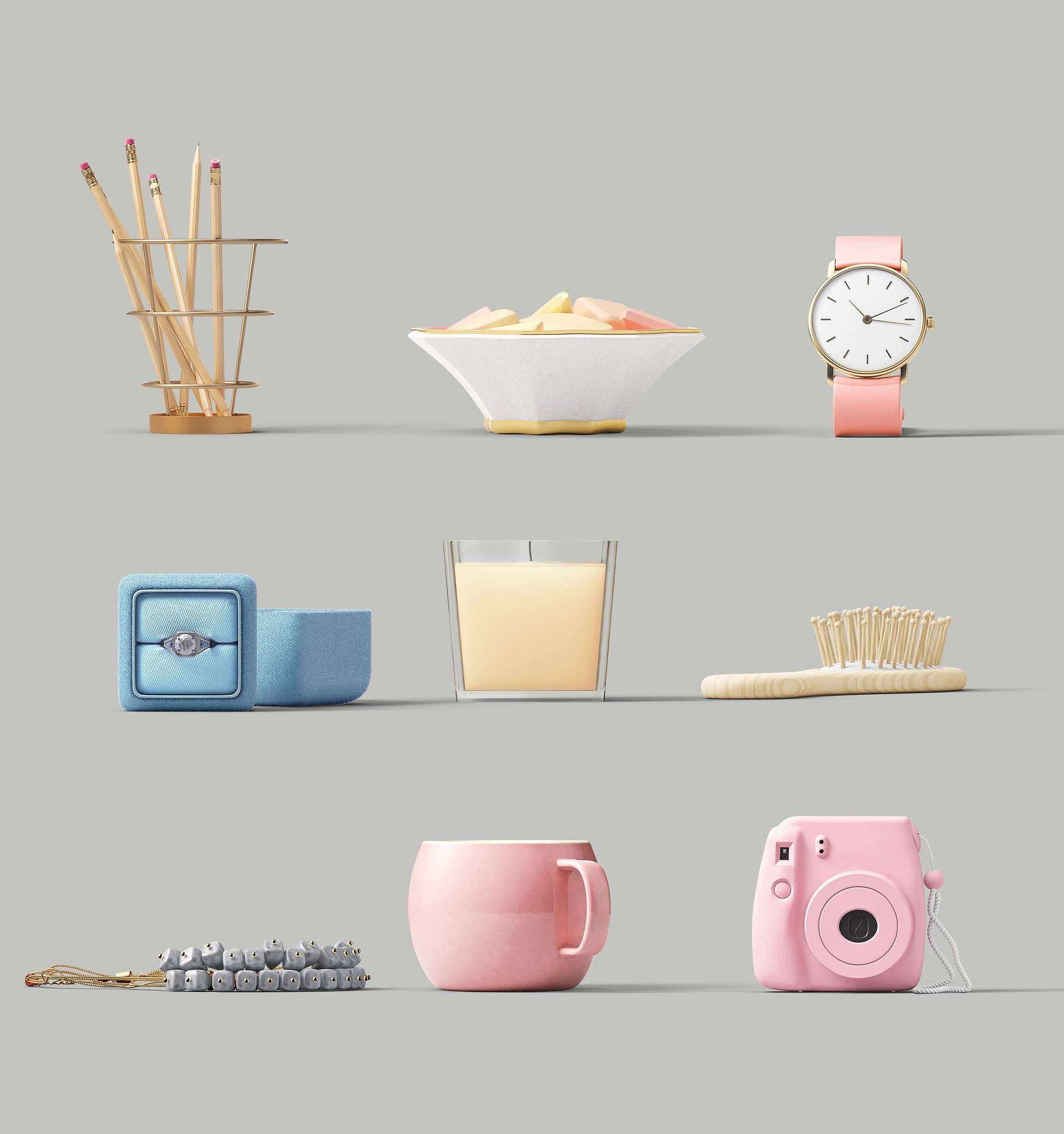 8.3GB超容量女性小物样机素材 Girly Stationery Mockup Creator（高清实物元素+场景样机）插图(33)