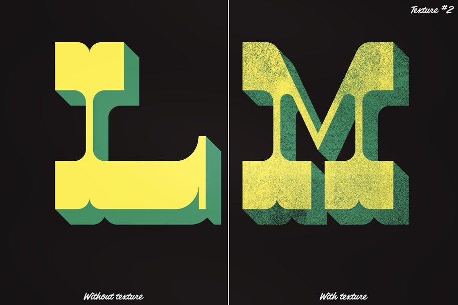 活版印刷套件：5款高分辨率油墨纹理+1款英文字体 Letterpress textures Kit 1插图(2)