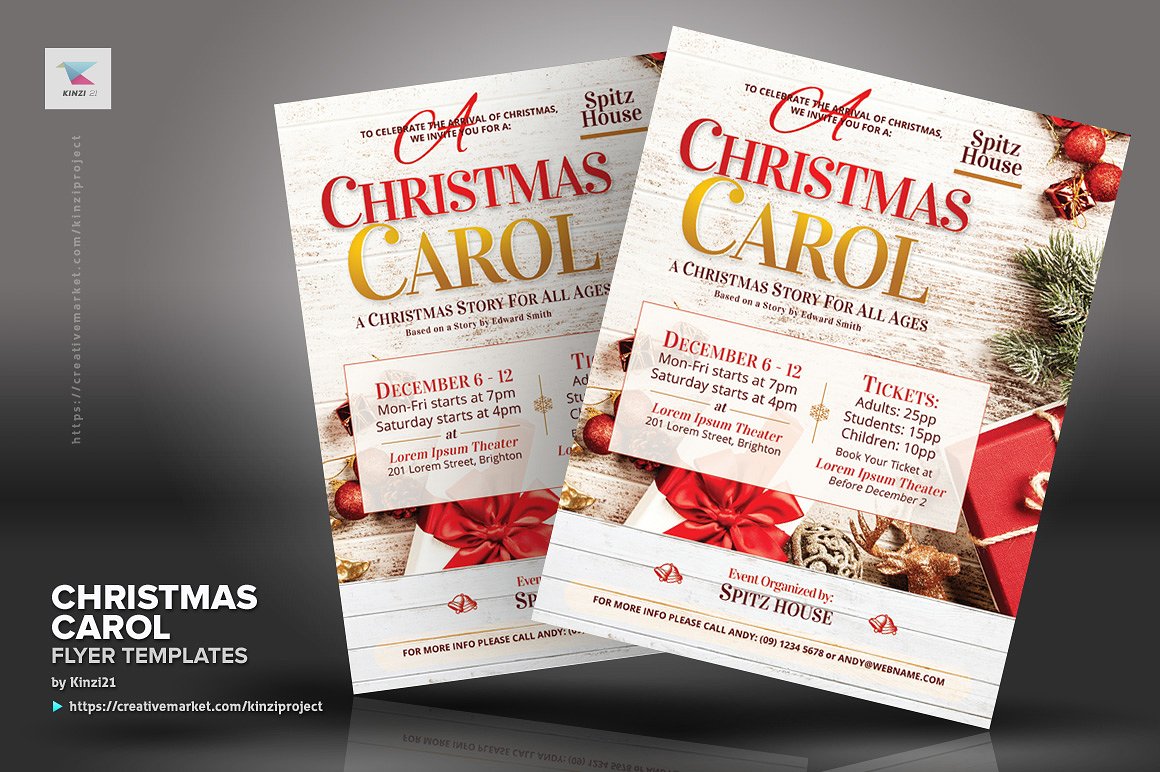 圣诞之歌海报模板 Christmas Carol Flyer Templates [psd]插图(2)