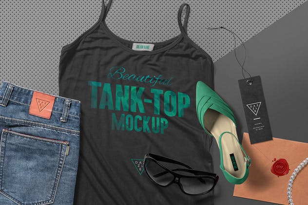 4款女性服装品牌设计展示场景样机 4 Women’s Tank Top Mockup Scenes插图(2)