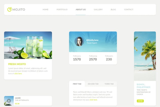 简约清新风网站用户界面UI套件 Mojito UI Kit插图(1)