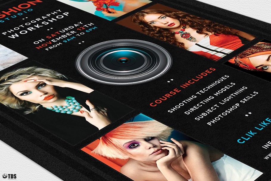 影楼摄影工作室PSD传单模板 Photography Workshop Flyer PSD插图(5)