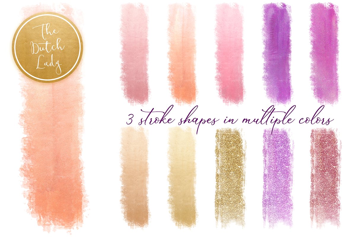 画笔描边闪光粉末效果垂直剪贴画插图(4)