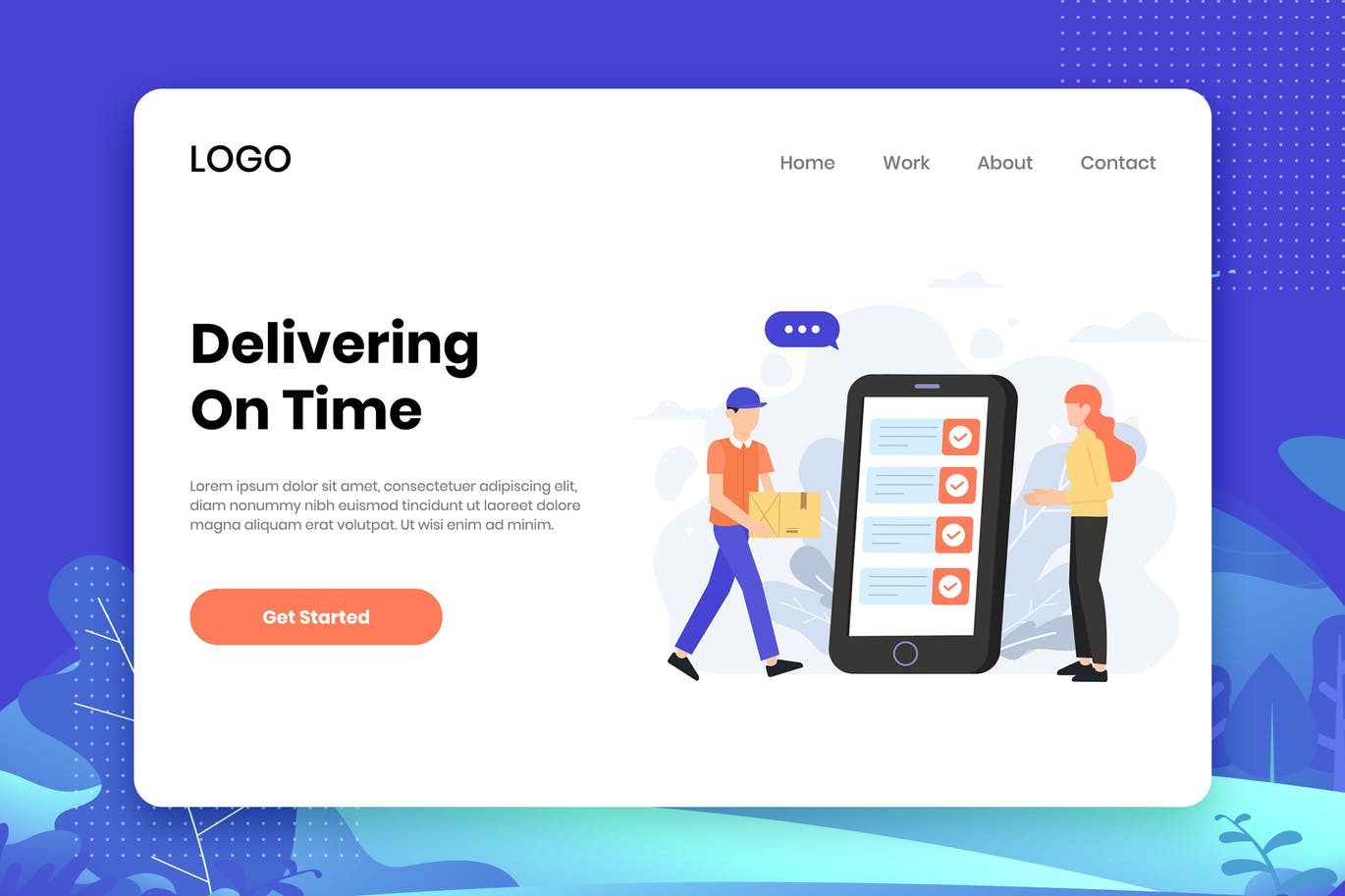 扁平设计风格送货服务场景矢量插画 Delivery service illustrations in flat design插图