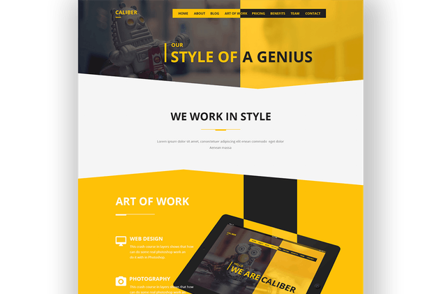 多用途品牌＆企业网站PSD模板素材 Caliber – Creative Multi Purpose PSD Template插图(6)