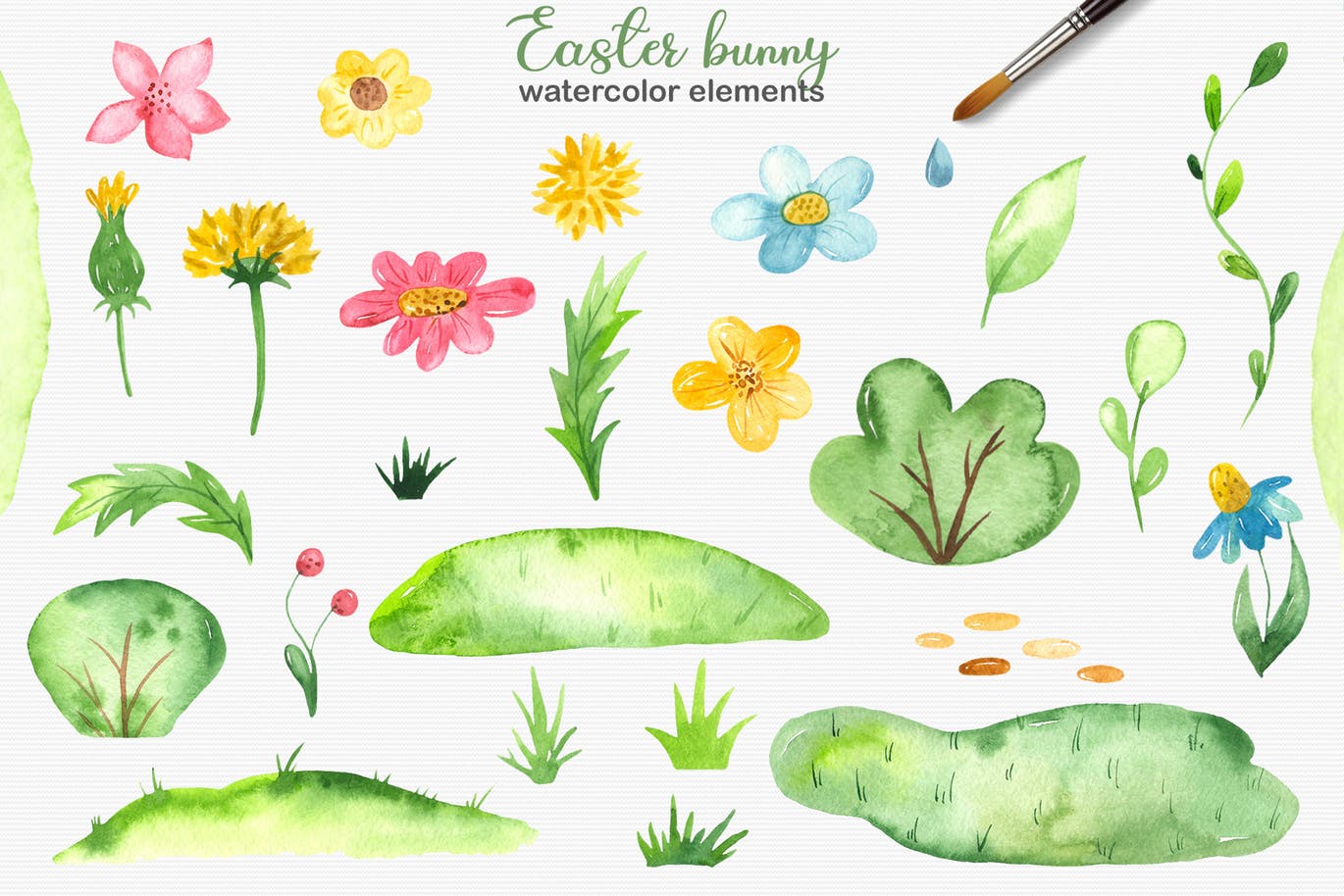 复活节兔子水彩手绘素材套装 Watercolor Easter Bunny collection插图(3)