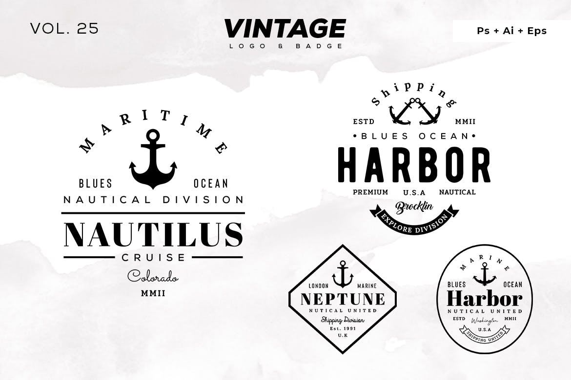 欧美复古设计风格品牌素材库精选LOGO商标模板v25 Vintage Logo & Badge Vol. 25插图