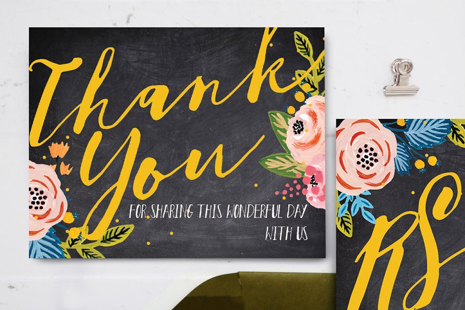 雅黑格调花卉婚礼设计套件 Black Floral Wedding Suite插图(3)