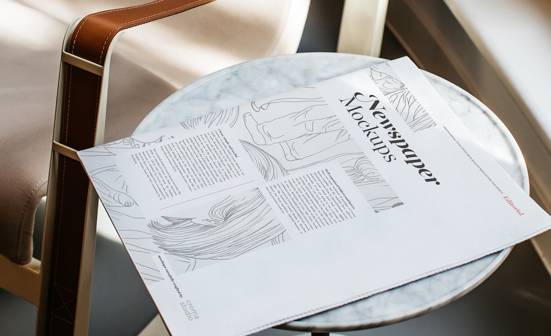 报纸版面设计图预览样机模板 Newspaper Mockups插图(3)