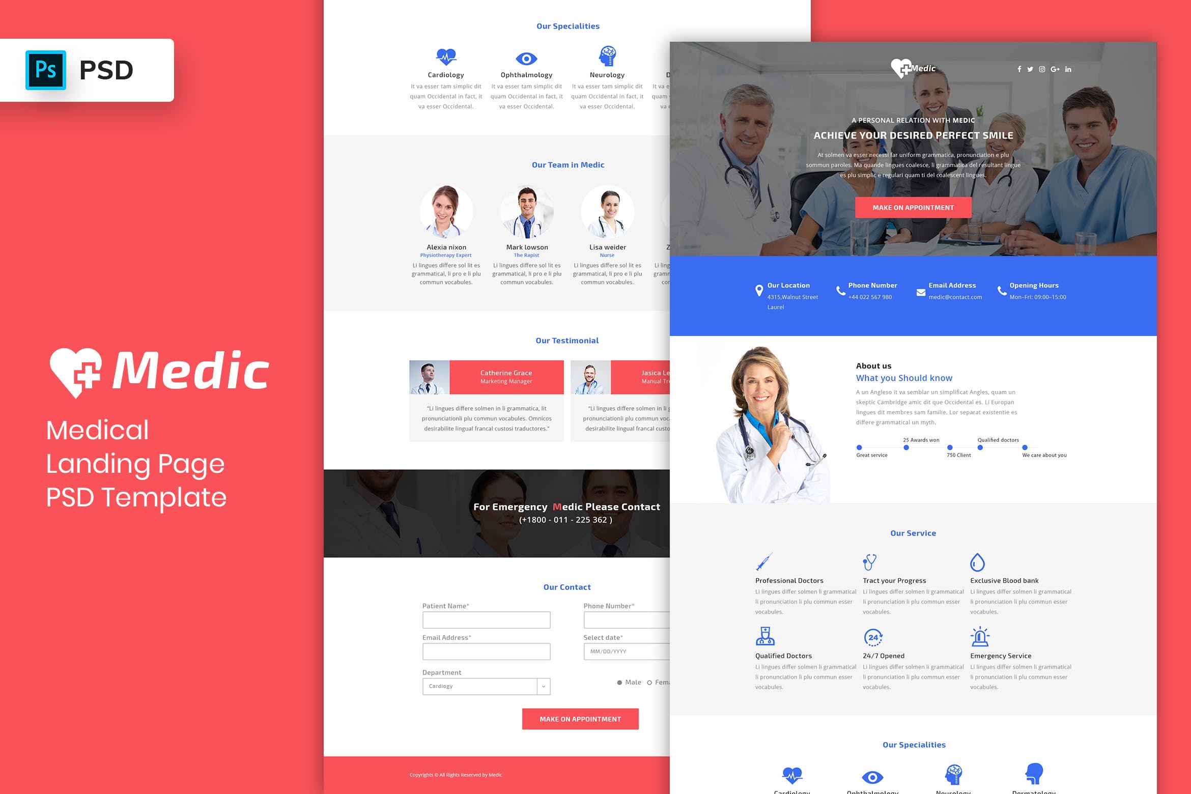 医疗服务＆体检中心网站着陆页设计PSD模板V3 Medical – Landing Page PSD Template-03插图