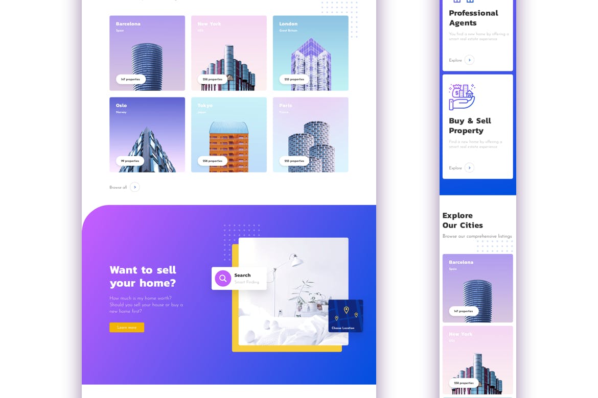 房地产销售中介网站响应式设计模板[SKETCH, XD] Real Estate Responsive Landing Page插图(3)