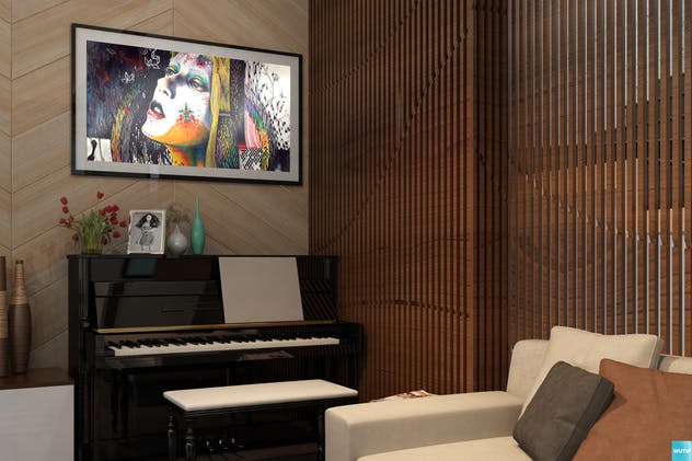 室内墙壁艺术海报框架样机Vol.1 Interior With Poster Frames Mockup Vol.1插图(14)