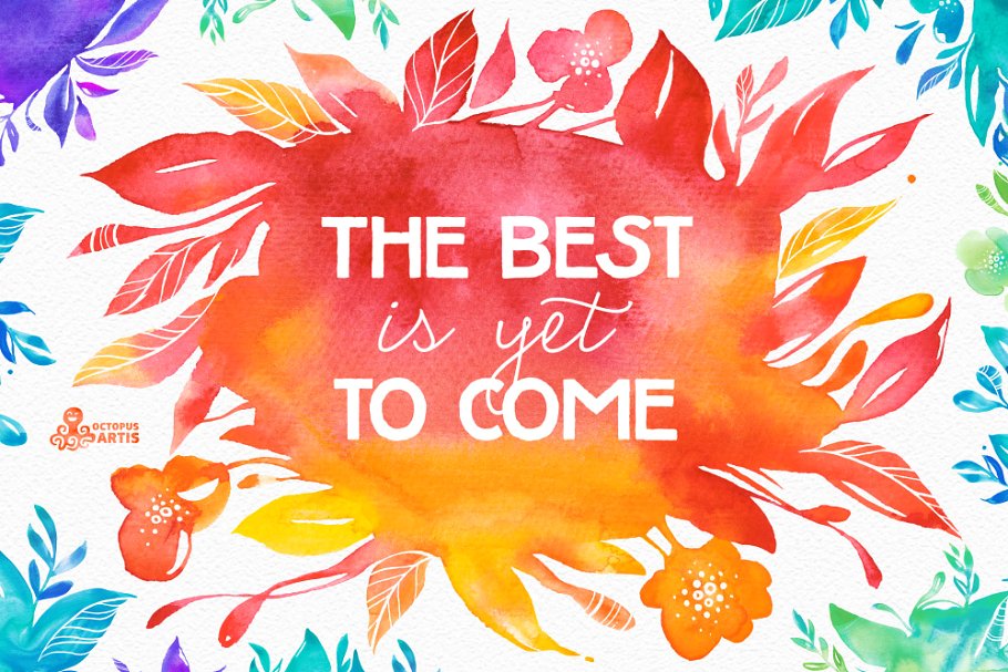 水彩花卉背景剪贴画 Floral Watercolor Backgrounds插图(4)