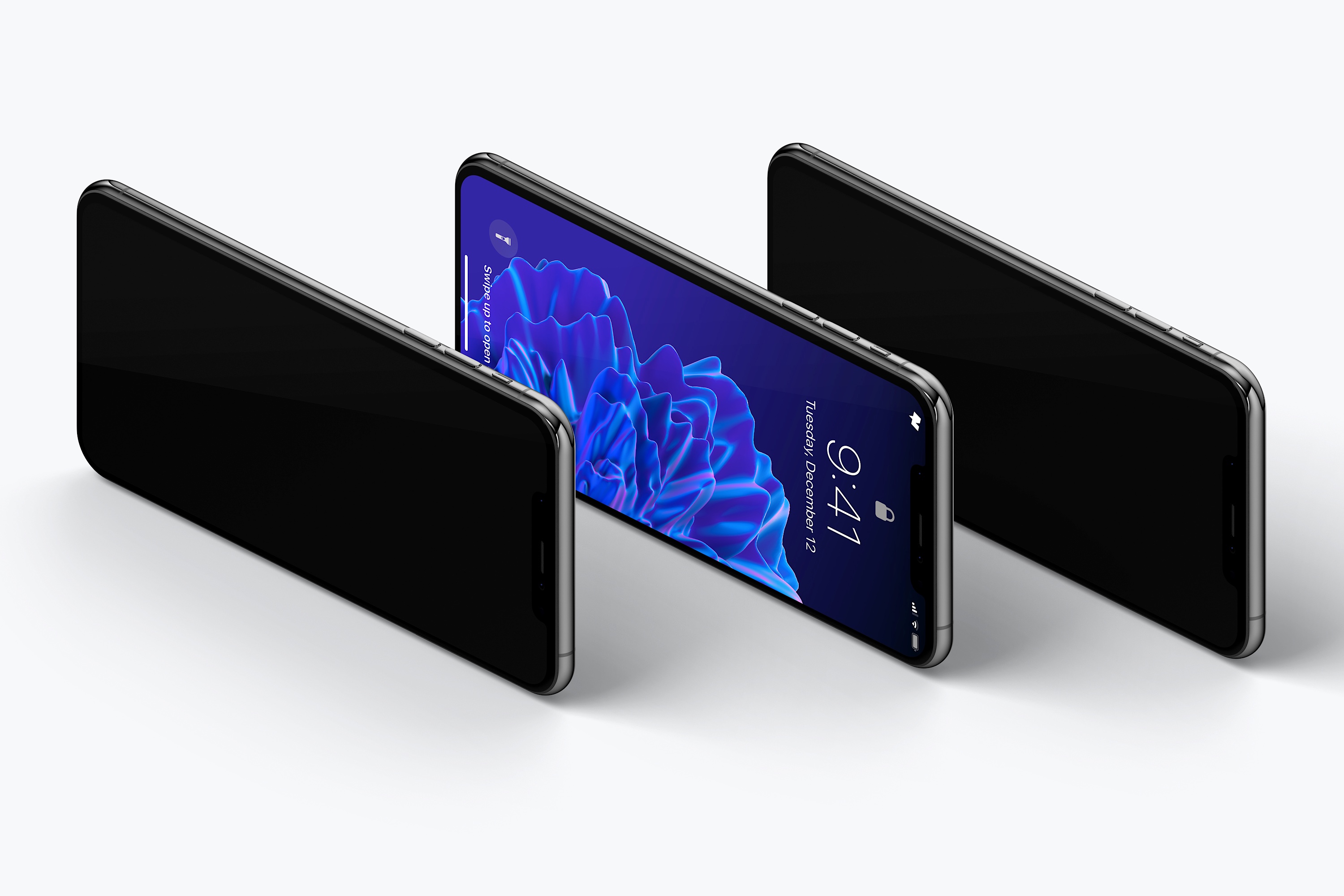 iPhone XS Max智能手机侧立左视图样机03 iPhone XS Max Mockup, Isometric Left View 03插图(2)