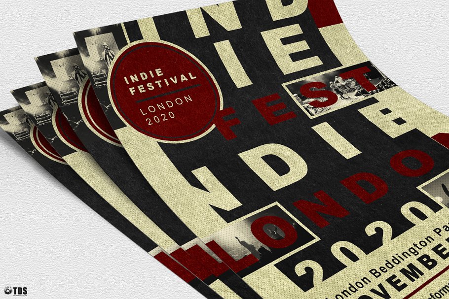 独立现场海报传单模板v3 Indie Live Festival Flyer PSD V3插图(4)