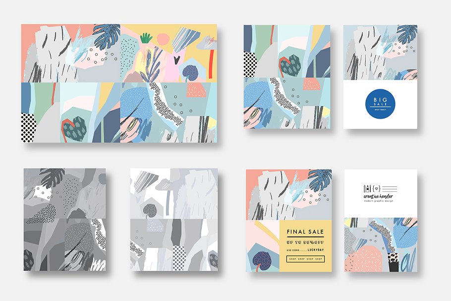 抽象印象派水彩插画素材 CUT out graphic pack.插图(7)