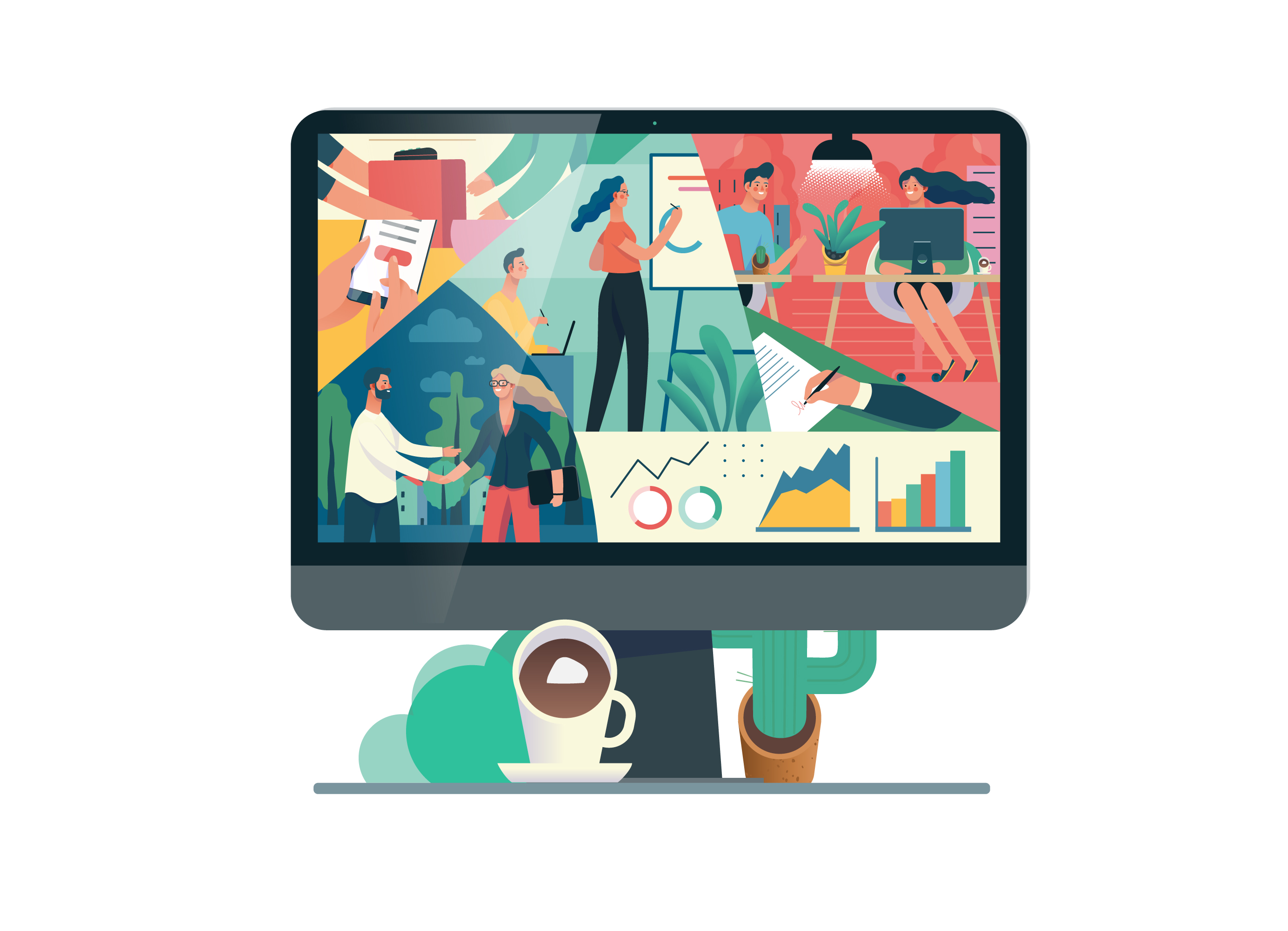 互联网多种商业业务概念扁平化插画下载[Ai]插图(24)