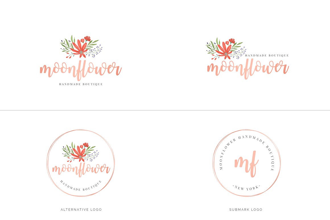 超级水彩风 Logo 设计素材包 Watercolor Premade Branding Logo Kit [模板、纹理&元素]插图(13)