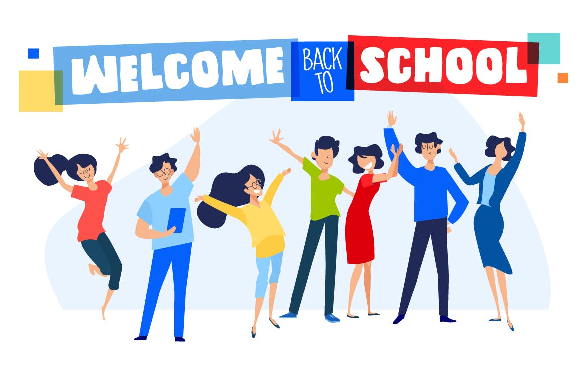 开学季校园主题矢量概念插画 Back to school插图