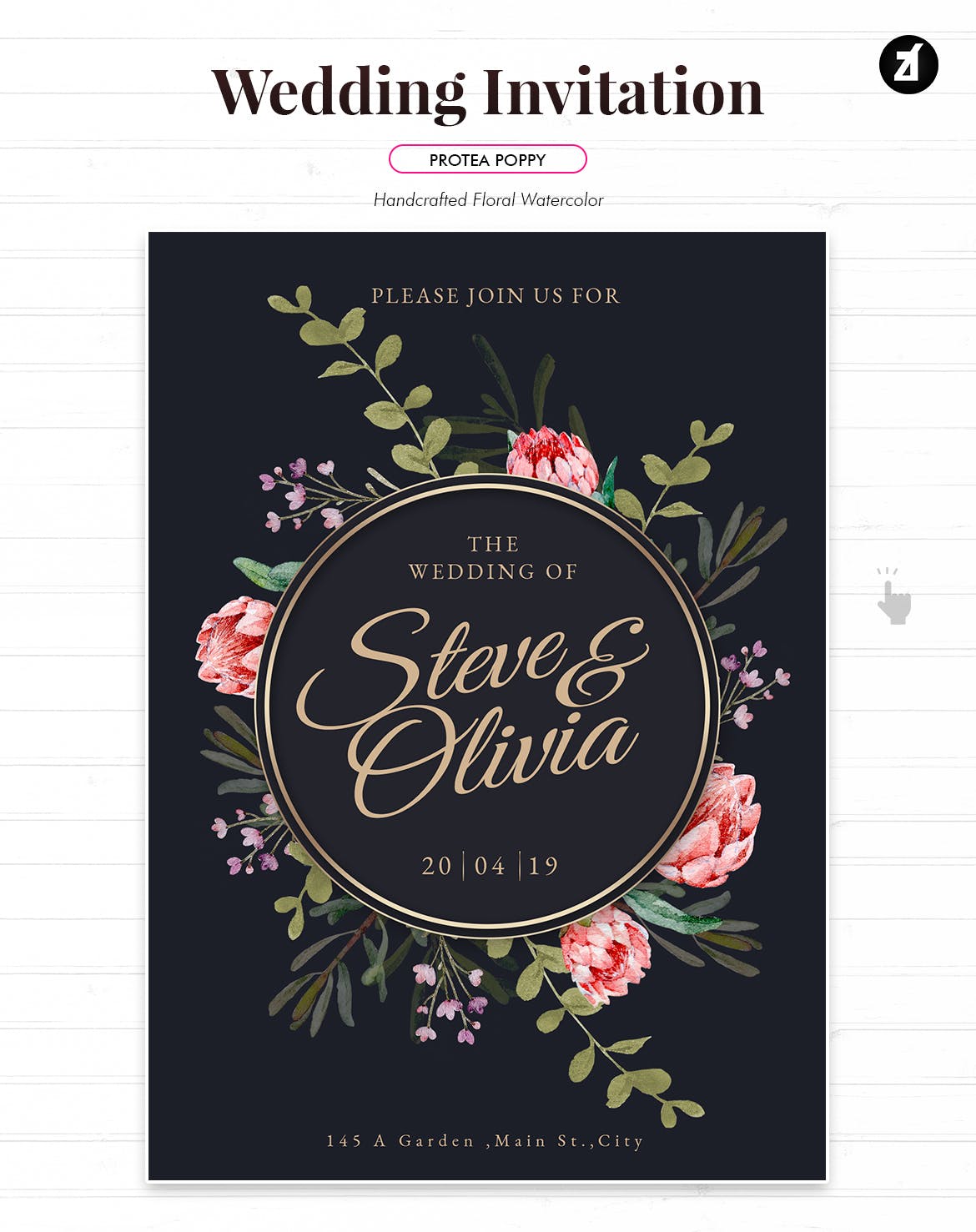 水彩手绘花卉婚礼婚宴邀请平面设计素材 Floral Hand-drawn Watercolor Wedding Invitation插图(1)