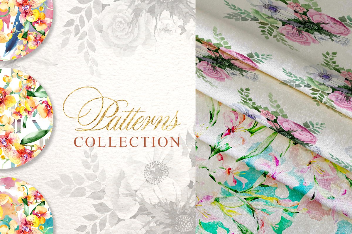 华丽的花束水彩PNG剪贴画套装插图(1)