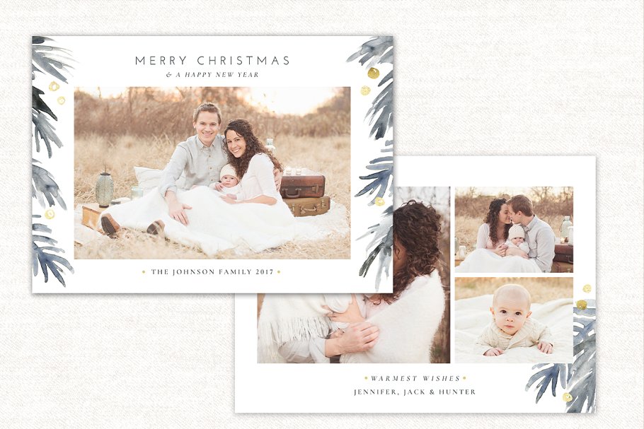 圣诞节主题照片贺卡设计模板 Christmas Card Template Holidays 149插图