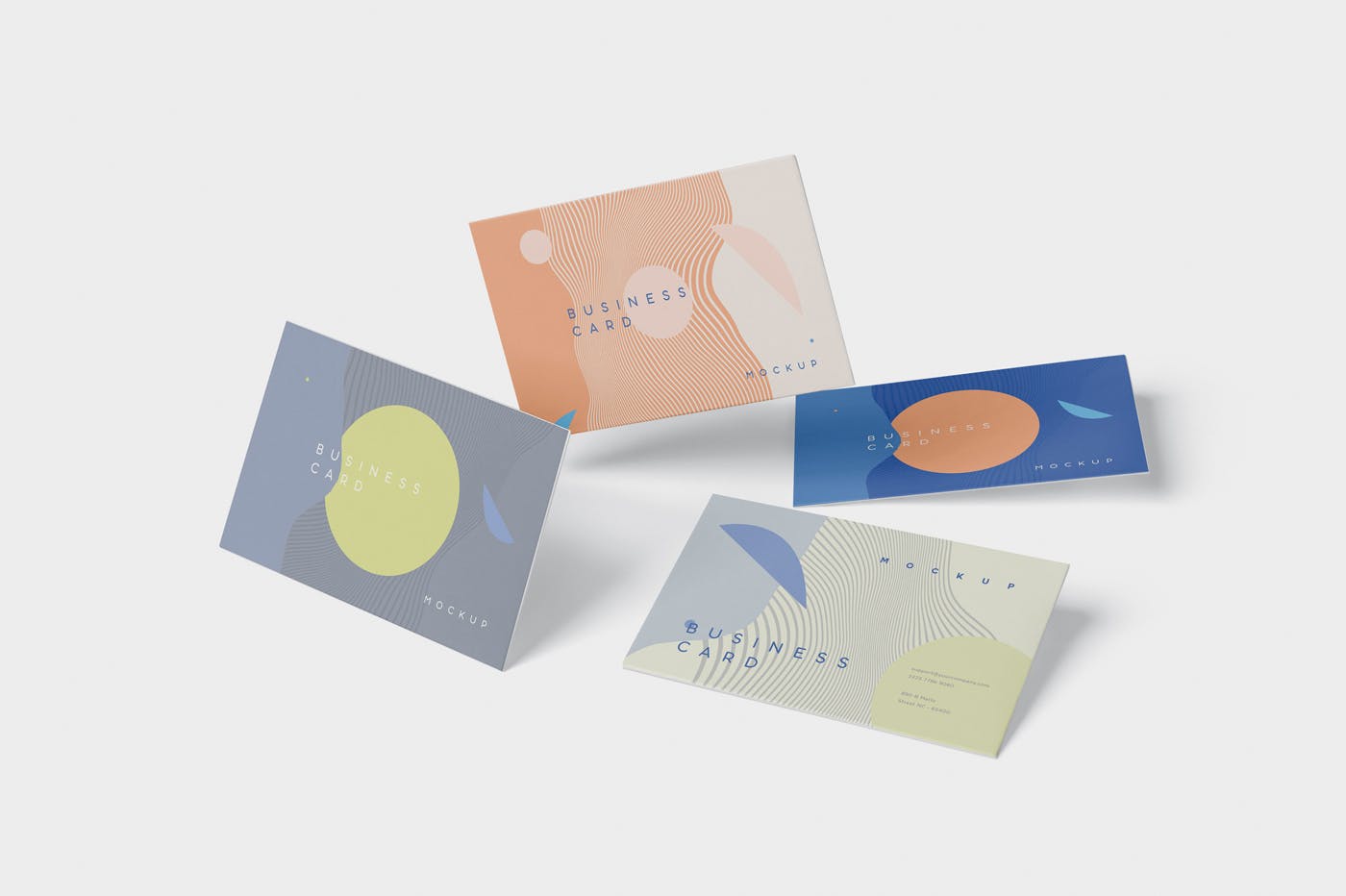 企业名片设计散落效果图样机模板 Business Card Mock-Up插图(4)