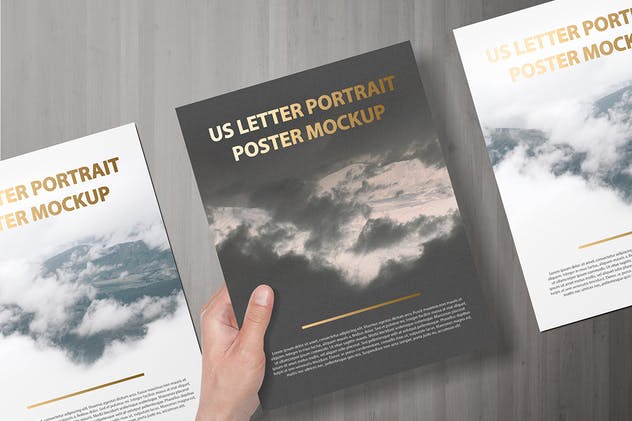 美国信纸规格海报传单/信头样机 US Letter Portait Flyer / Letterhead Mockup插图(10)