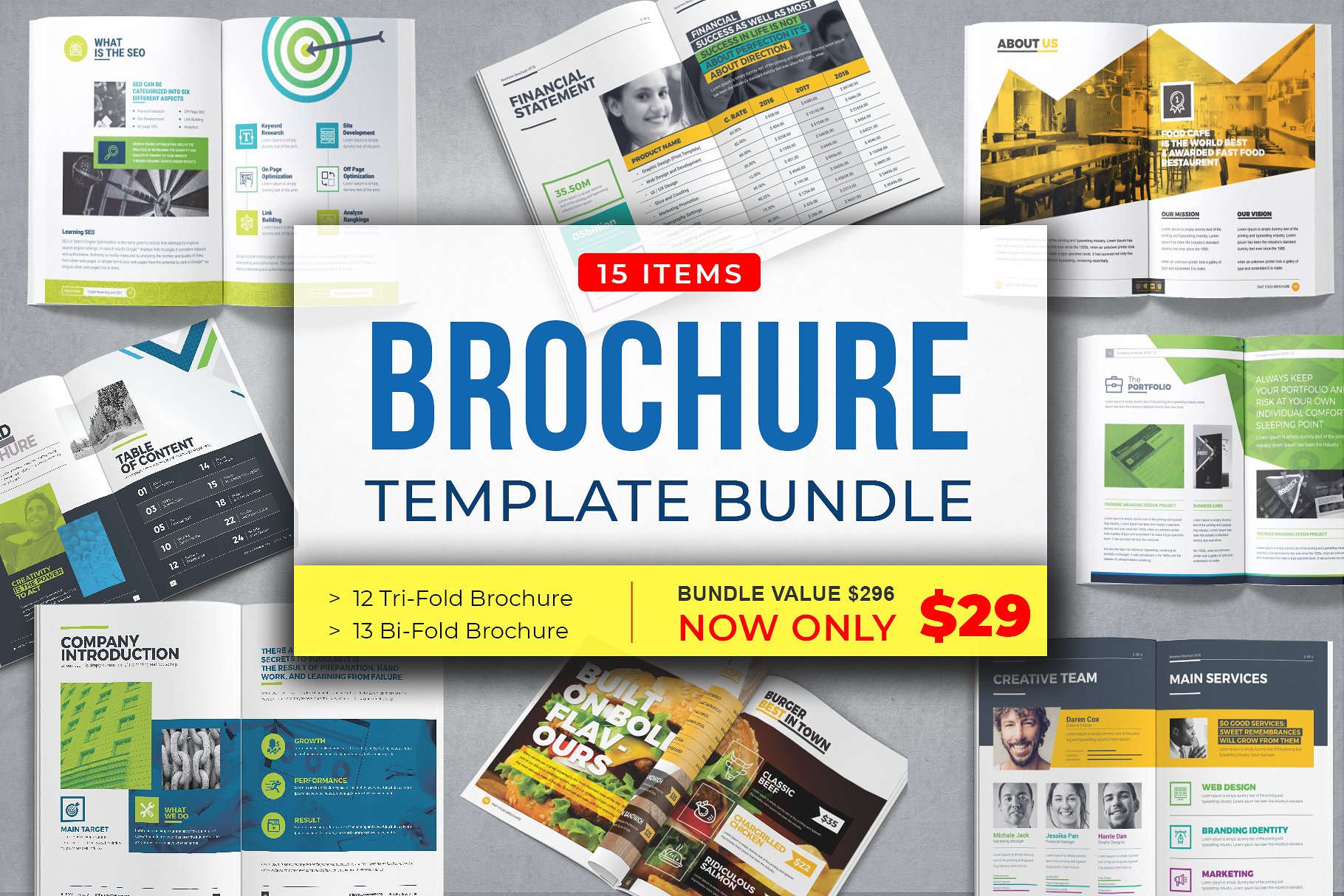 15合1小册子模板合辑下载 Brochure Bundle [indd,eps] 1.22GB插图