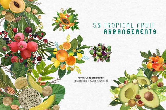 夏日热带水果水彩插画 Watercolor with summer – Tropical Fruit插图(1)