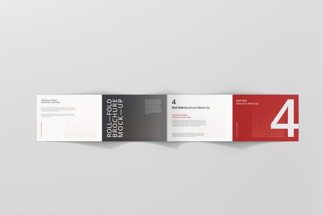 高分辨率折叠传单宣传册样机模板 Roll Fold Brochure Mockup Landscape Din A4 A5 A6插图(7)