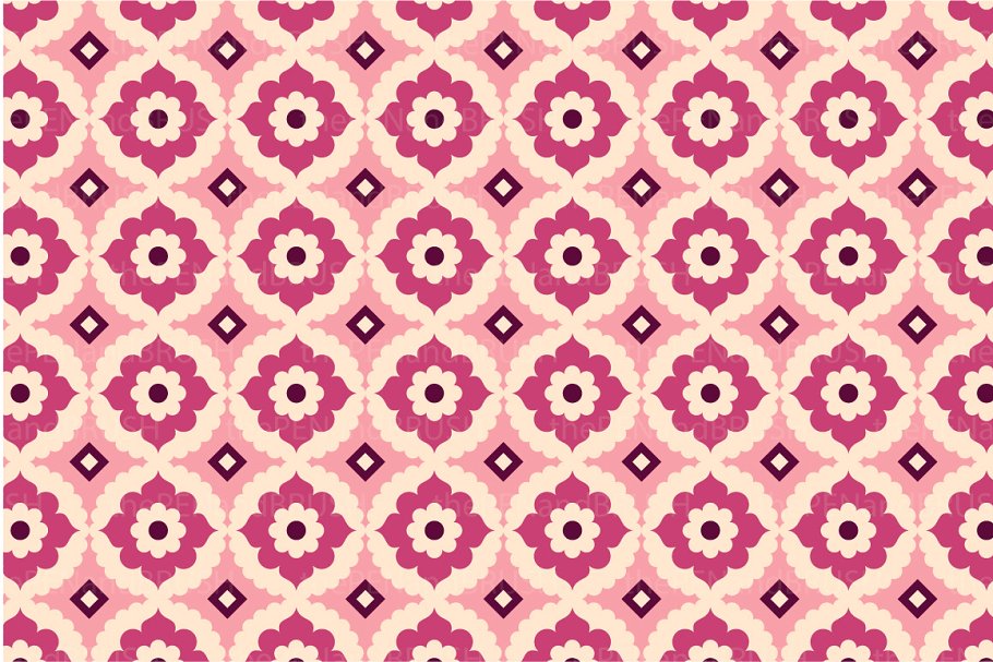 摩洛哥粉色风格装饰图案纸张纹理 Moroccan Pink Patterns – Vector插图(1)