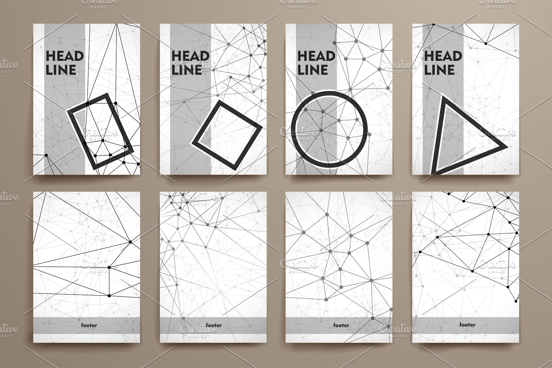 分子结构抽象图形背景小册子模板 Molecular brochures插图(1)