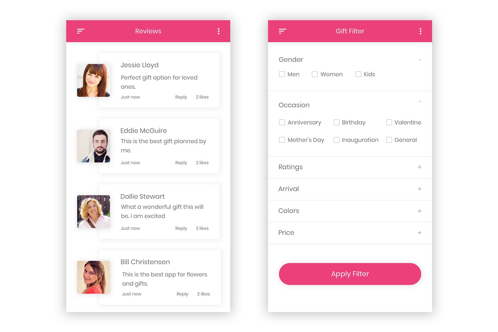 礼品&鲜花预订APP应用UI设计套件PSD模板 Khushi – Gifts & Flowers Shop UI Kit (Photoshop)插图(6)