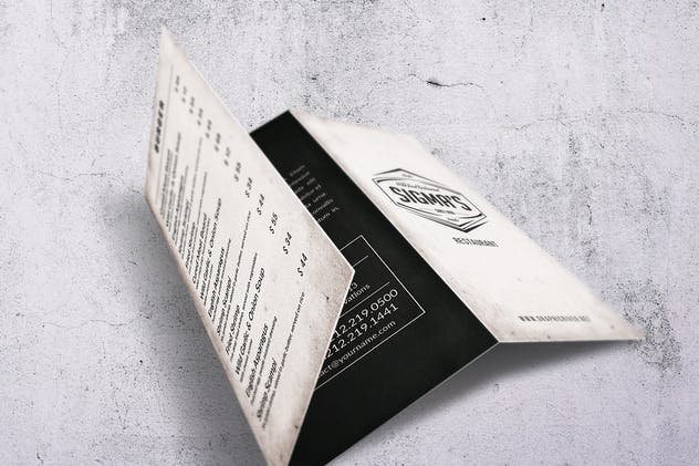 西式快餐汉堡店餐厅极简主义设计风格菜单模板 Sigma Minimal Trifold Menu A4 and US Letter插图(1)