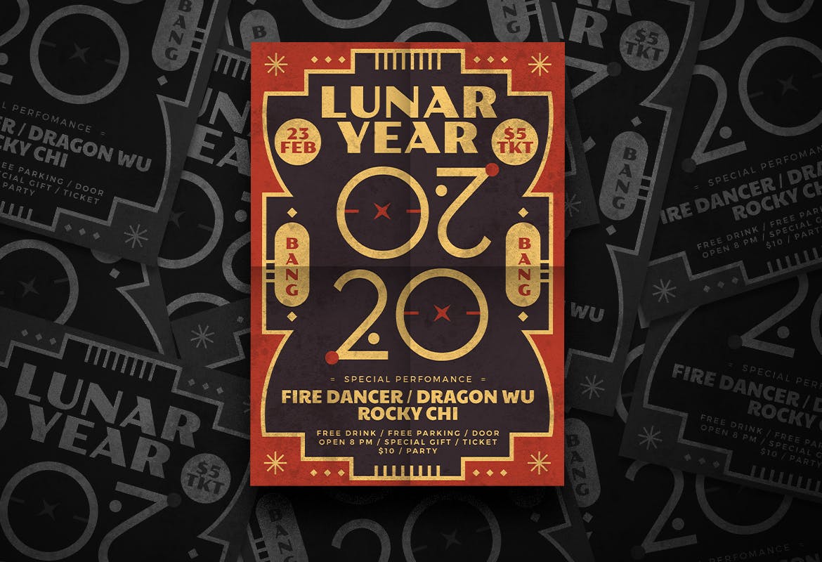 创意2020中国新年主题海报传单素材库精选PSD模板 Chinese New Year Flyer插图(3)