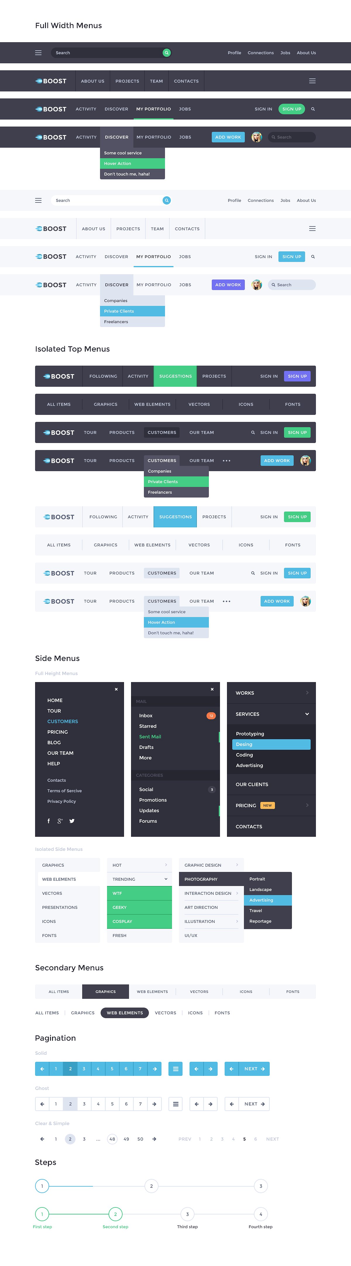 超级棒的一套网页设计套件 Boost UI Kit（设计元素&线框图）插图(4)