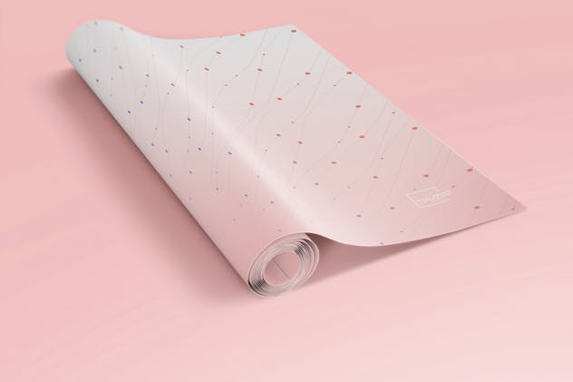 墙纸设计卷轴PSD样机1 Wallpaper Rolled PSD Mockups 01插图(1)