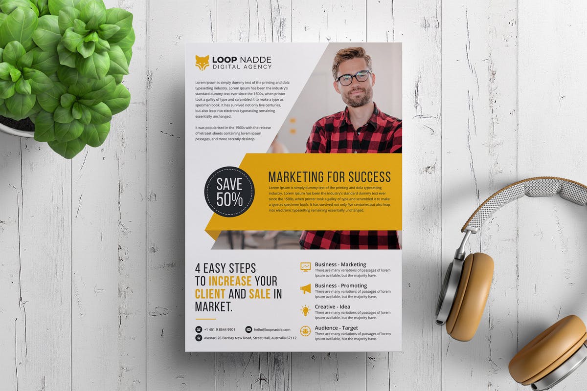 企业业务合作宣传海报设计PSD模板 Corporate Flyer插图