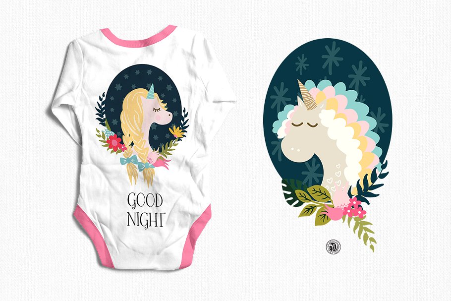 手绘矢量女性化独角兽剪贴插画 Unicorns – cliparts and patterns插图(4)