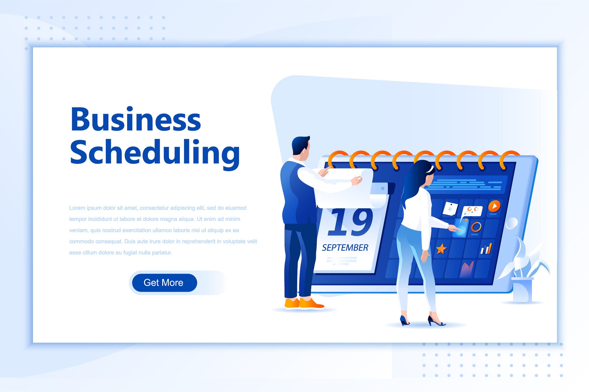 业务计划网站设计概念插画设计素材 Business Schedule Flat Landing Page Header插图
