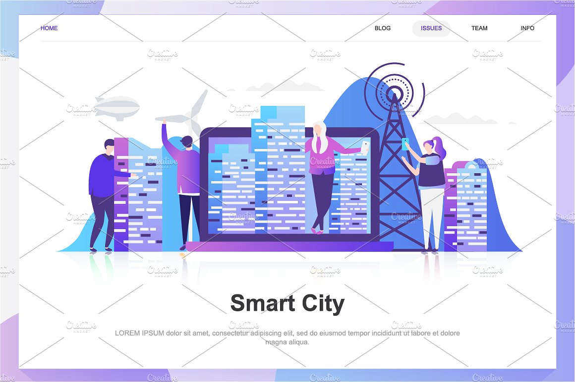 现代化平面设计理念Web仪表板登录页面模板 Landing Page Templates插图(13)